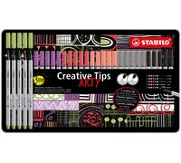 Multi-Tip Pen Set - STABILO Creative Tips - ARTY - Tin of 30 - PASTEL - Assorted
