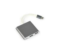 MULTIADAPTADOR GEMBIRD USB TIPO C, GRIS ESPACIAL