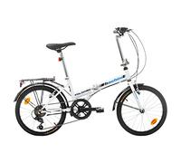 Multibrand PROBIKE Folding - Bicicleta Plegable de 20 Pulgadas, de 6 velocidades, para Hombre y niño, con Guardabarros, Adecuado a Partir de 155 cm - 185 cm (Blanco y Azul Brillante)