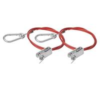 MULTIBROS 2 cuerdas de 1 m con cabeza de horquilla, cuerda de freno, cuerda de seguridad para remolques y caravanas, cable de acero estable con mosquetón y revestimiento protector rojo