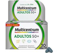Multicentrum Adultos 50+, Complemento Alimenticio Multicolor Vitaminas con 13 Vitaminas y 11 Minerales, Sin Gluten, 30 Comprimidos
