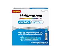 Multicentrum Energía Mental - Complemento Alimenticio con Vitaminas B, Fosfoserina y Glutamina | 20 Sobres Bucodispersables | Sin Gluten, Apto Veganos, Sabor Maracuyá