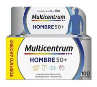 Multicentrum Hombre 50+ Multivitamínico Multimineral Sin Gluten 100 uds | Multivitamínico y multimineral para hombres 50+, con vitaminas B, C, A, zinc y hierro, sin gluten, sin lactosa, sin azúcar