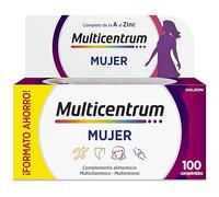Multicentrum Mujer Multivitamínico Multimineral Sin Gluten, 100 Comprimidos | Vitaminas y minerales para mujer, con vitamina C y zinc, sin gluten, sin lactosa, sin azúcar, 100 comprimidos