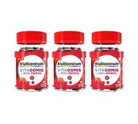 Multicentrum Vitagomis Libera Energía Complemento Alimenticio en Gominola, Sin Gluten, Multivitamínico Para Adultos, Pack de 3x30 Gominolas