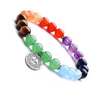Multicolor Energy Yoga 7 Chakra pulsera para hombres mujeres piedras naturales de 8 mm budista Lotus Charm Beads Pulseras Jewelry-A4302
