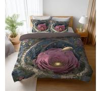 Multicolor Fantasía Utopía Ciudad Flor 240 x 220 cm Microfibra Funda Nórdica Transpirable Juego de Cama Set Duvet Bedding Juego de Cama Ropa de Cama para Niños y Adultos