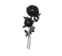 Multicolor Handmade Beaded Rose Breast Flowers Sparkling Rhinestone Patchs Wedding Dress DIY Embroidery 3D Appliques(Black)