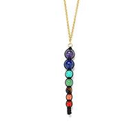 Multicolor Lava 7 Chakra Balance Beads Collar Mujeres Collares y colgantes Joyería espiritual Yoga Colgante Collar-negro