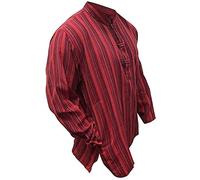 Multicolor Mix Dharke Rayas Peso Ligero Cómodo Manga Larga Tradicional Abuelo, Camisa Hippy Boho, S M L XL XXL XXXL - Granate Mix, 4XL