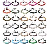 Multicolor Mujeres Hombres Natural 8mm Cuentas De Piedra Encanto Trenza Pulsera Ajustable Amatistas Ágatas Piedra Cuentas Pulsera Tejida,19.New Polar Jades