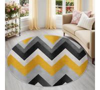 Multicolor Patrón Geométrico Espiga Alfombra Redonda Suave 60 cm, Moderno Estilo Versátil Lavable en Lavadora y Antideslizante, Alfombra Habitación Pelo Corto