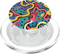 Multicolor Retro 80s 90s Lindo Swirl Line Play Pattern PopSockets PopGrip para MagSafe