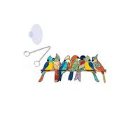 Multicolor Stained Birds Window Hangings Ornament,acrylic Suncatcher Birds On A Wire Window Panel 1