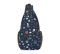 Multicolor Under The Sea Life Sling Bag, Casual Crossbody Shoulder Bag Senderismo Mochila Crossbody Hombro Mochila Travel Chest Pack para Hombres Mujeres