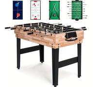 Multideportiva 4 en 1 con Billar, Futbolín, Ping Pong y Hockey de Aire - Mesa Combinable para Diversión Familiar, Fiestas, Sala de Juegos de Entretenimiento (Fácil Montaje)