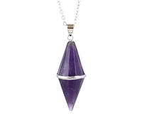 Multifaceted Natural Crystal Pendant Necklace,Amethyst A