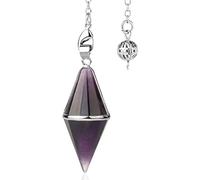 Multifaceted Natural Crystal Pendant Necklace,Amethyst B