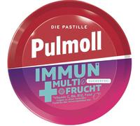 Multifrucht zuckerfrei + Immun - Pastilles allemandes pour la gorge, rafraîchissantes et sans sucre, idéales pour le bureau, la route et les moments conviviaux - Compatible avec Pulmoll - 50g