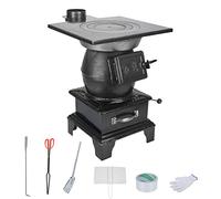 MultiFuel - Estufa de leña de hierro fundido para camping y calefacción del hogar, calentador de carbón versátil para cocinar en invierno, duradero y eficiente (40 x 36 x 52 cm)