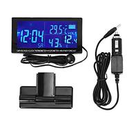Multifuncional 12V Coche Auto LCD Reloj digital Termómetro Higrómetro Pronóstico del tiempo Temperatura Medidor de voltaje Monitor