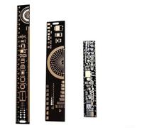 Multifuncional 3PCS reglas PCB 15cm 20cm 25cm con tabla de ancho de traza, medidor de ángulo y referencia del paquete IC para medición de diodos SMD