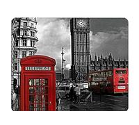 Multifuncional Alfombrilla de Ratón Caja de teléfono de Juego británico Londres Caja de teléfono roja Big Ben patrón Alfombrilla Gaming Mouse Mat 25x30cm para Ratón,Juegos,Ordenador