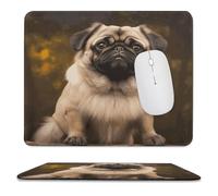 Multifuncional Alfombrilla De Ratón para Juegos Perro Pug Impreso 25X30Cm, Alfombrilla De Ratón Bordes Cosidos Tapete De Juego para Oficina Gamers Ordenador