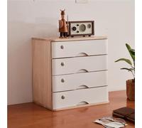 Multifuncional Caja De Almacenamiento Organizador Escritorio, 1/2/3/4 Capas Archivador Plano Con Cajón Con Cerradura, Caja De Almacenamiento De Escritorio De Madera Maciza(D,4 layer)