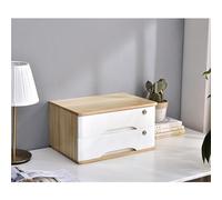 Multifuncional Caja Para Almacenaje De Material De Oficina - Archivador Plano De 1/2/3/4 Niveles Con Cerradura, Caja De Almacenamiento Sólida Con Cajones, Archivadores De Madera(E,2 layer)