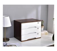 Multifuncional Caja Para Almacenaje De Material De Oficina - Archivador Plano De 1/2/3/4 Niveles Con Cerradura, Caja De Almacenamiento Sólida Con Cajones, Archivadores De Madera(C,3 layer)