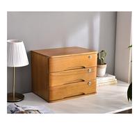 Multifuncional Caja Para Almacenaje De Material De Oficina - Archivador Plano De 1/2/3/4 Niveles Con Cerradura, Caja De Almacenamiento Sólida Con Cajones, Archivadores De Madera(D,3 layer)