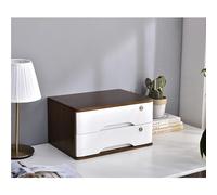 Multifuncional Caja Para Almacenaje De Material De Oficina - Archivador Plano De 1/2/3/4 Niveles Con Cerradura, Caja De Almacenamiento Sólida Con Cajones, Archivadores De Madera(C,2 layer)