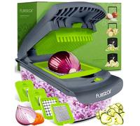 Multifuncional Cortador de Verdura Espiralizador de Verduras - Picador de Verduras Patatas Cebolla - Vegetable Chopper - Gadgets Cocina (4-en-1 Gris/Verde)