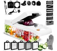 Multifuncional Cortador de Verdura Manual 23 en 1, Mandolina de Cocina Profesional, Picador de Verduras y Patata, Espiralizador, Rallador Cebolla, Cuchillas de Acero Inoxidable, Utensilios de Cocina.