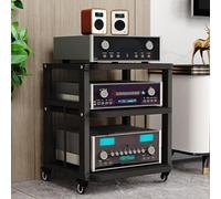 Multifuncional Estante De Audio, Gabinete AV Moderno, Mueble Soporte Impresora Móvil De Madera, Oporte Altavoz, para Cine En Casa, Dormitorio, Oficina(Black,61cm/24in)