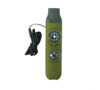 Multifuncional impermeable para KOMPASS con termómetro, luz LED y silbato para camping y senderismo, herramienta de navegación precisa de acrílico en negro con cinta de nailon para emergencias al aire