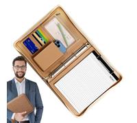 Multifuncional Leather Folder - Bolsa de documento con cremallera de gran capacidad, Handheld PU Briefcase | Incluye A4 Notepad Binder Organizer, Unisex Professional Design For Office Business