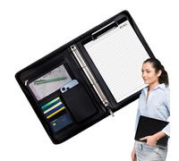 Multifuncional Leather Folder - Bolsa de documento con cremallera de gran capacidad, Handheld PU Briefcase | Incluye A4 Notepad Binder Organizer, Unisex Professional Design For Office Business