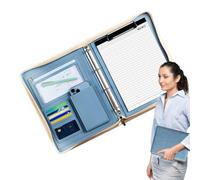 Multifuncional Leather Folder - Bolsa de documento con cremallera de gran capacidad, Handheld PU Briefcase | Incluye A4 Notepad Binder Organizer, Unisex Professional Design For Office Business