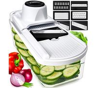 Multifuncional Mandolina de Cocina Profesional - Cortador de Verdura Ralladores de Cocina - Cortador de Patatas Tomates Pepinos Queso Frutas (7-en-1 - Blanco)