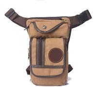 Multifuncional Muslo Drop Leg Bag, Riñonera de Lona Estilo Retro for Hombre, Tipo riñonera, for la Cadera, for Senderismo, Motocicleta, Bandolera, for el Hombro(Khaki Canvas)