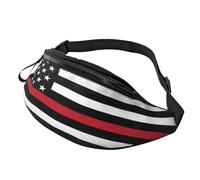Multifuncional Riñonera Bandera De La Línea Roja De Los Bomberos De EE. UU. Riñoneras Hombre Casual Bolsa De Cintura Táctica para Bici Escalada Viajar 14X35Cm