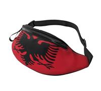 Multifuncional Riñonera Running Bandera Nacional De Albania Riñoneras De Cintura Casual Bolso De Cintura para Actividades Hombre Correr 14X35Cm
