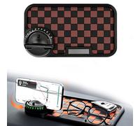 Multifunction Anti Slip Mat for Car Dashboard - Secure Grip & No Residue. 360° Rotating Phone Holder Fits 0.67" Thick Cases. Multifunctional Organizer Pad with Parking Number for Keys & Sunglasses (A)