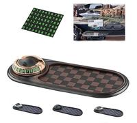 Multifunction Car Anti-Slip Mat,360°Rotatable Multifunctional Car Dashboard Mobile Phone Holder with Temporary Parking Number, Large Space for Sunglasses, Keys, and Gadgets (Black-Brown + Gold)