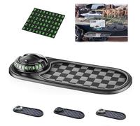 Multifunction Car Anti-Slip Mat,360°Rotatable Multifunctional Car Dashboard Mobile Phone Holder with Temporary Parking Number, Large Space for Sunglasses, Keys, and Gadgets (Black-Gray + Black)