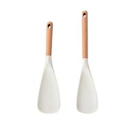 Multifunction Cooking Spoon Spatula, Heat-Resistant Silicone Spoons for Cooking with Wooden Handle, Multi Function Spoon for Stirring, Serving, Baking (White)