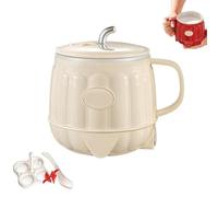 Multifunction Electric Heated Milk Cup, 3-in-1 Portable Multifunction Mini Electric Heater Cup, 600ml Hot Milk Coffee Cups for Quick Meals and Beverages at Home or in The Office (Beige)