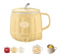Multifunction Electric Heated Milk Cup, 600ml 3-in-1 Mini Electric Heater Cup, Hot Milk Coffee Cups, Portable Stainless Steel Automatic Milk Warmer for Home Office (Yellow)